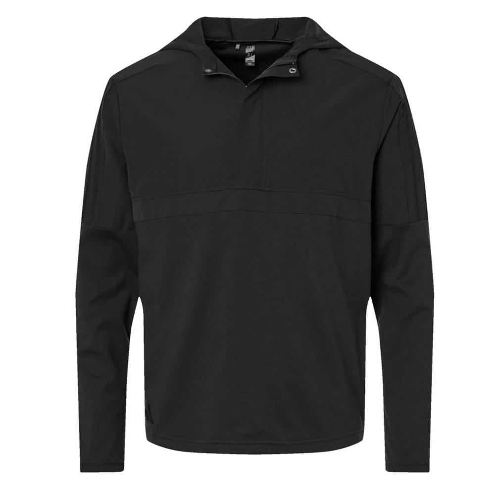 Men's Black Pullover Jacket with Snap Collar